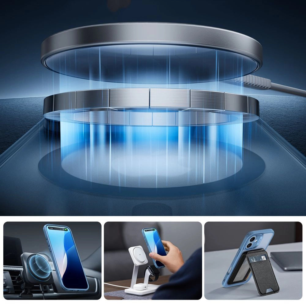 ESR Classic Pro Set Halolock MagSafe-hylster til iPhone 16 - blå