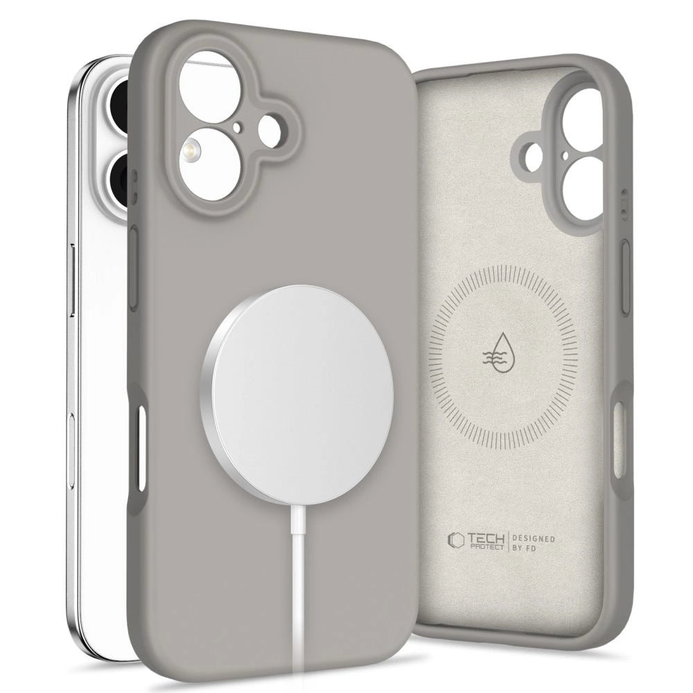 Tech-Protect flydende silikone MagSafe iPhone 16 Case - Grå