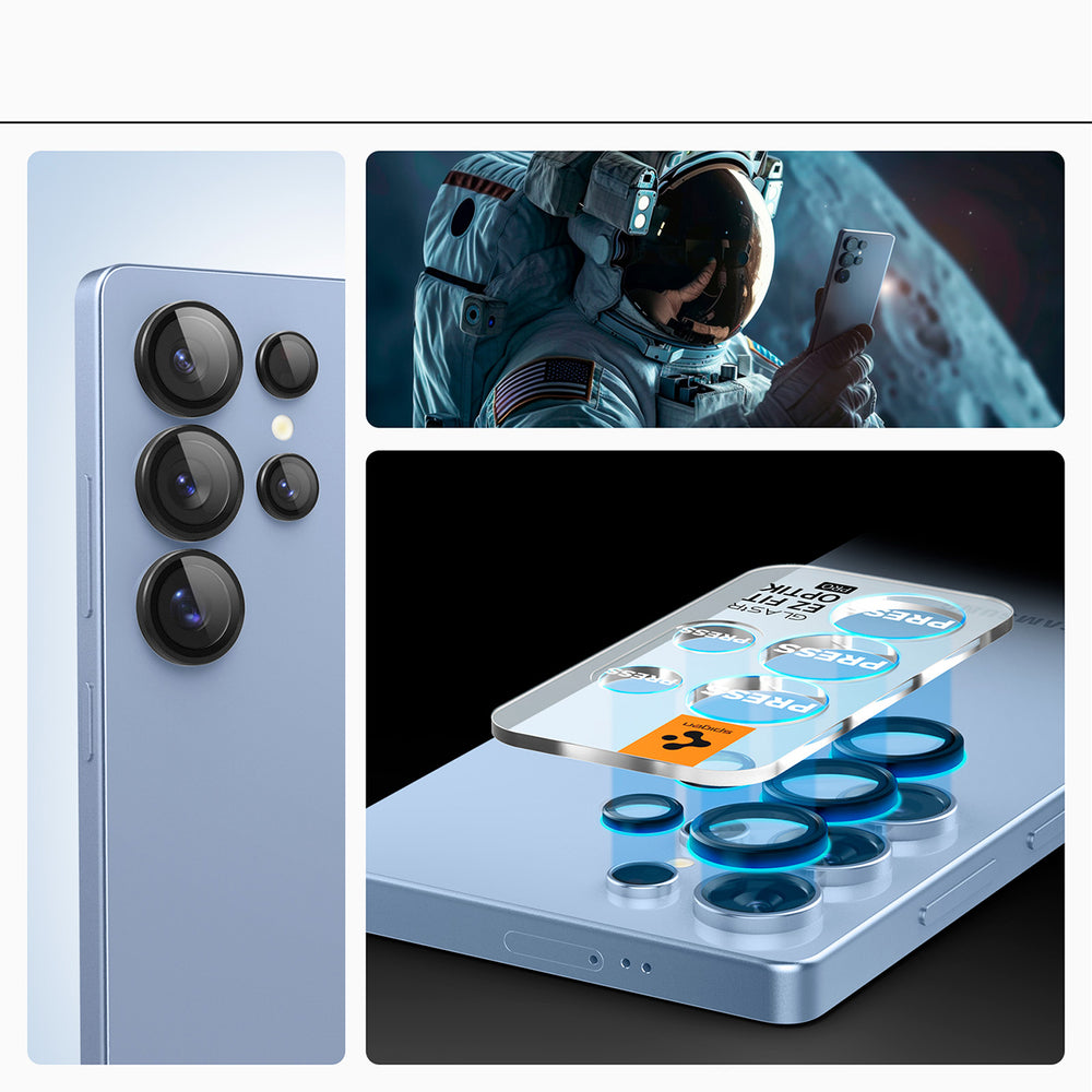 Spigen Optik Pro GLAS.TR EZ FIT 2-pack Camera Cover til Samsung Galaxy S25 Ultra - sort