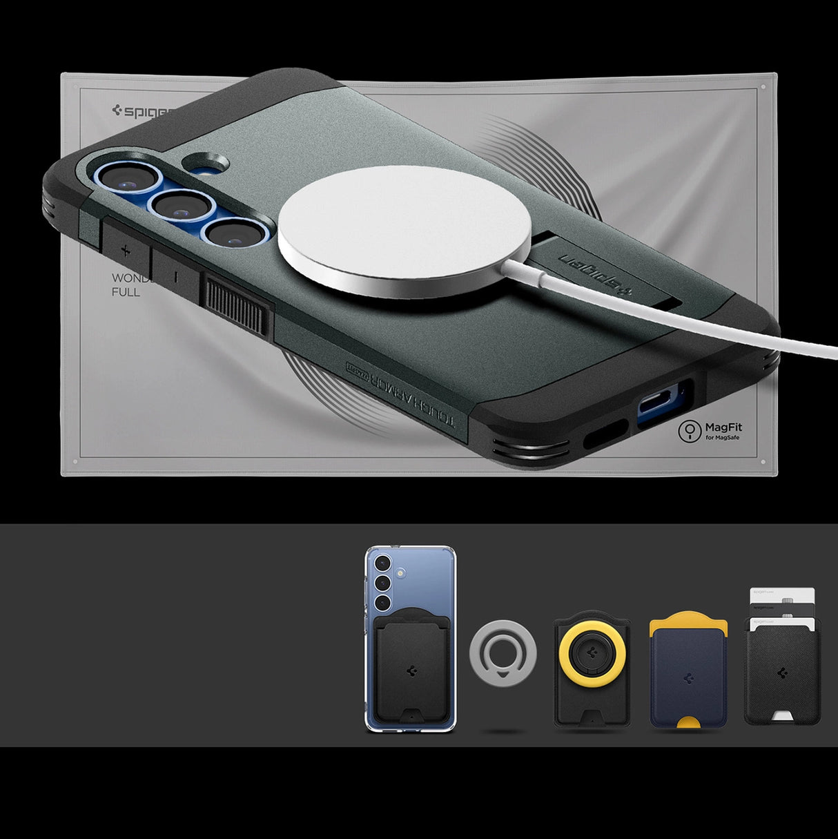 Spigen Tough Armor MagSafe Case til Samsung Galaxy S25+ - Grøn