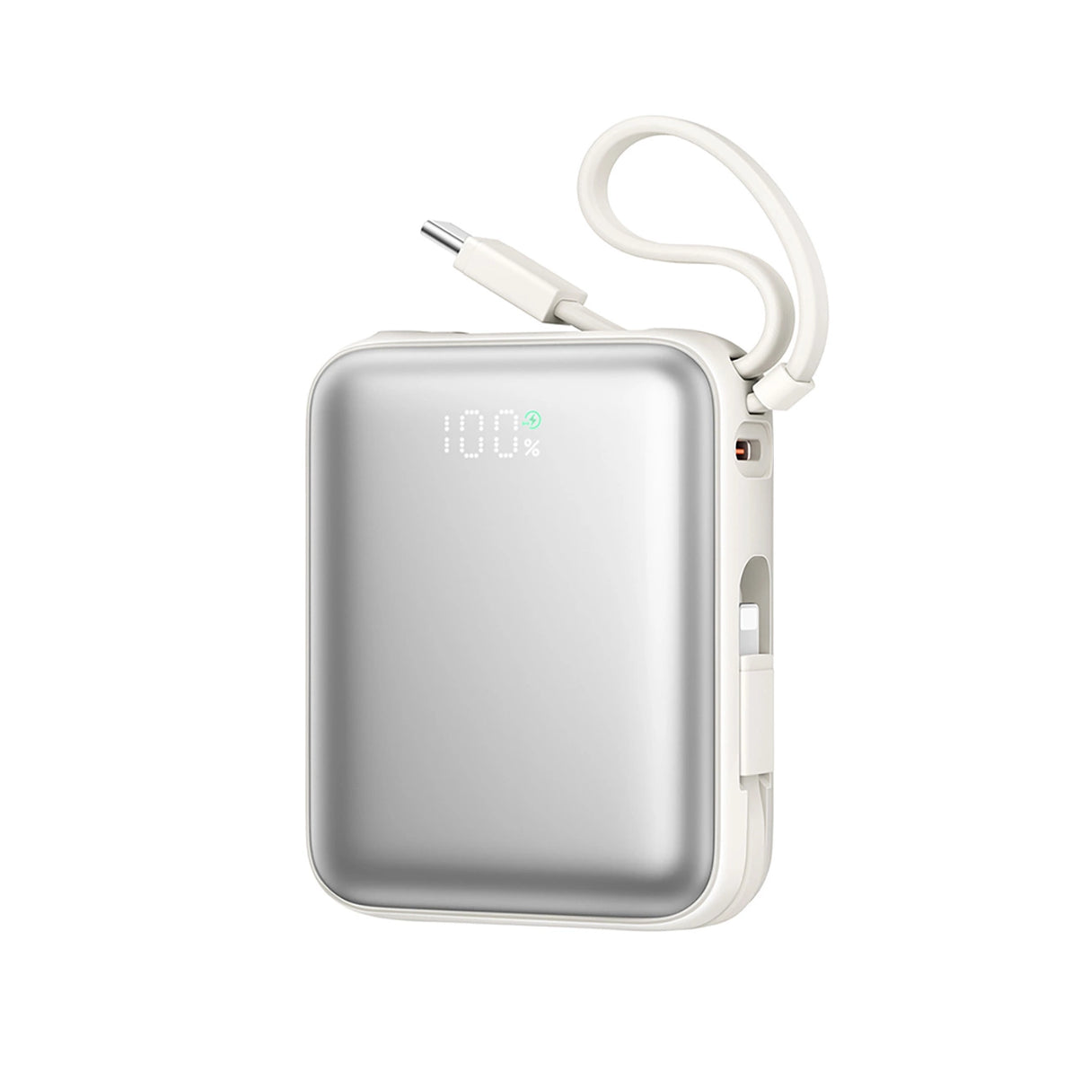 Joyroom JR-PBF27 10000mAh 22.5W Powerbank med indbygget USB-C og Lightning-kabler - hvid