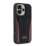Audi Genuine Leather MagSafe iPhone 16 6.1" sort-rød hardcase AU-TPUPCMIP16-R8/D3-RD