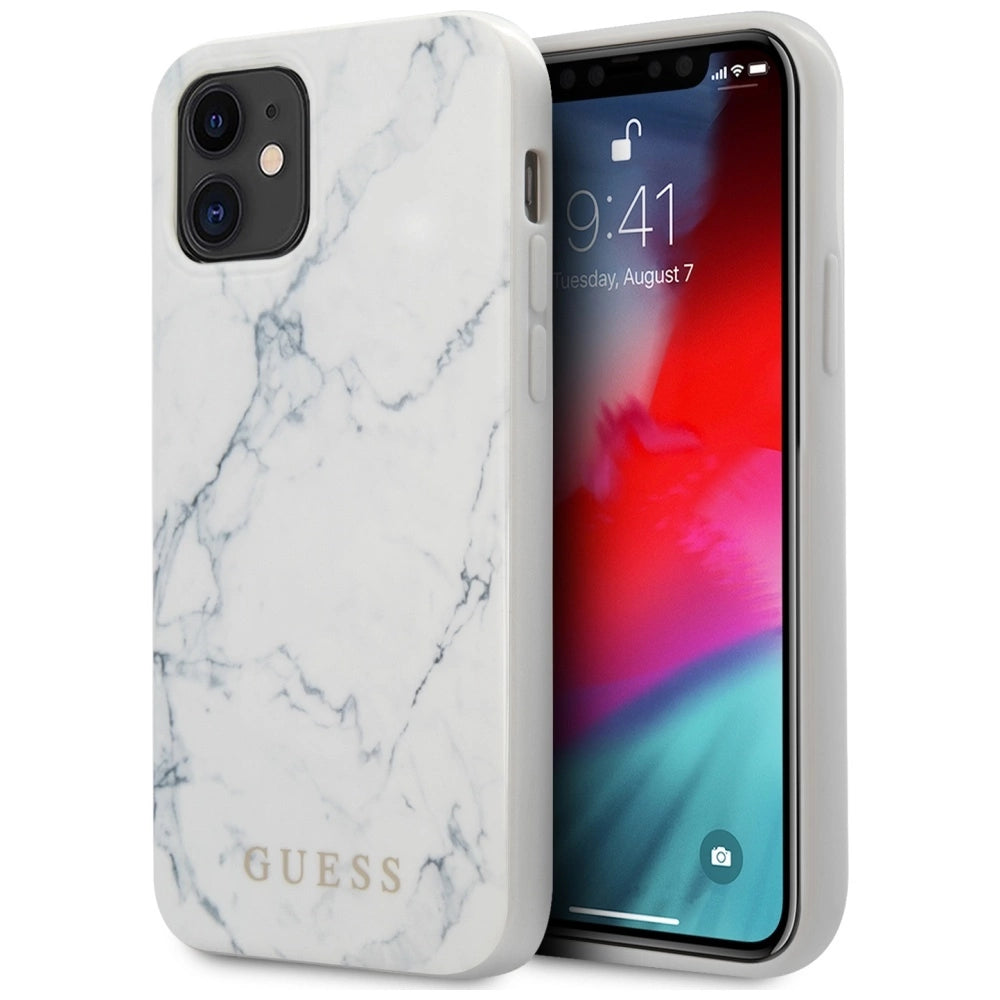 Guess Marble Case til iPhone 12 mini 5.4" - Hvid