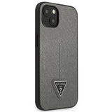 Guess SaffianoTriangle Logo sag til iPhone 13 / 14 / 15 6.1" - sølv