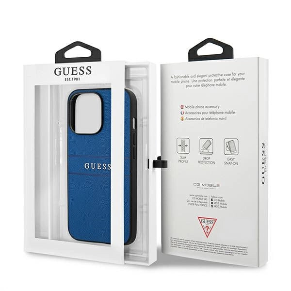Guess Saffiano Strap Case til iPhone 13 Pro Max 6.7" - Blå