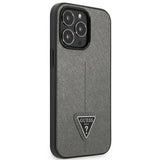 Guess Saffiano Triangle Logo-hylster til iPhone 13 Pro Max 6.7" - sølv