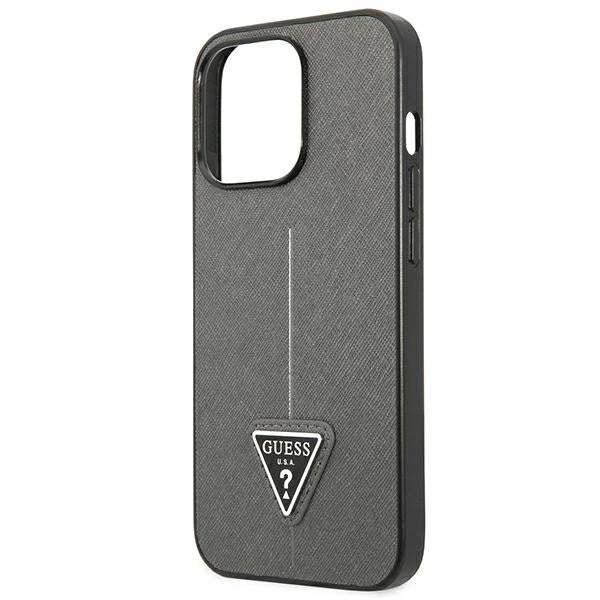 Guess Saffiano Triangle Logo-hylster til iPhone 13 Pro Max 6.7" - sølv