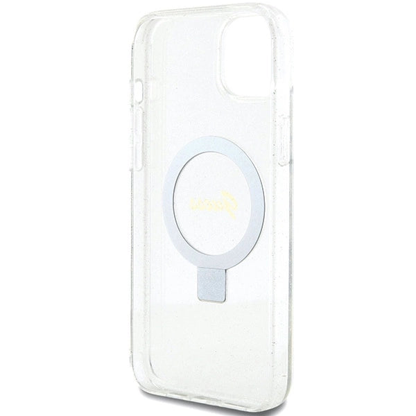 Guess GUHMP15MHRSGSD iPhone 15 Plus / 14 Plus 6.7" transparent/transparent hardcase Ring Stand Script Glitter MagSafe