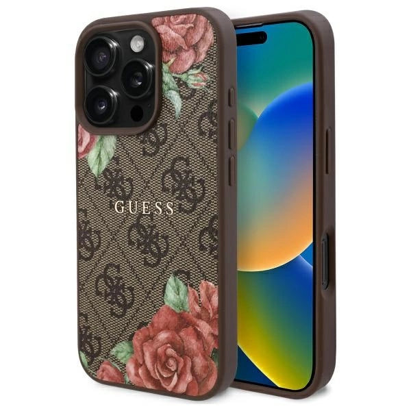 Guess GUHMP16LP4ROPEMCW iPhone 16 Pro 6.3" brun/brun hardcase 4G blomster Print MagSafe