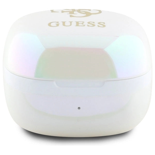Guess Bluetooth hovedtelefoner GUTWSJ144ESH TWS + docking station hvid/hvid Iridescent 4G Printed Logo