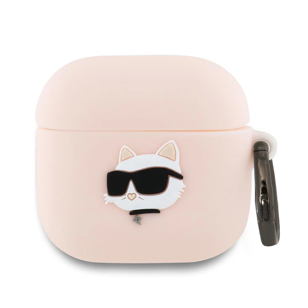 Karl Lagerfeld KLA4RUNCHP AirPods 4 cover lyserød Silicone Choupette Head 3D