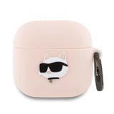 Karl Lagerfeld KLA4RUNCHP AirPods 4 cover lyserød Silicone Choupette Head 3D