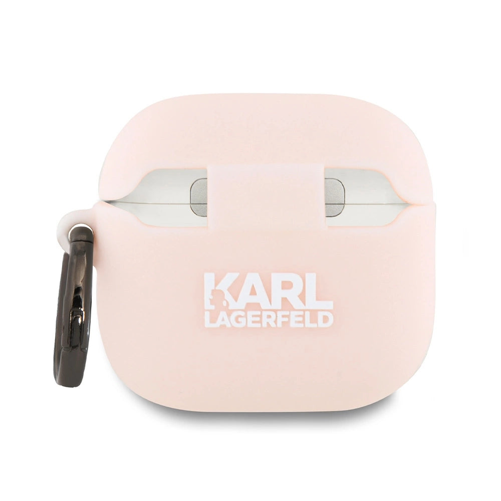Karl Lagerfeld KLA4RUNCHP AirPods 4 cover lyserød Silicone Choupette Head 3D