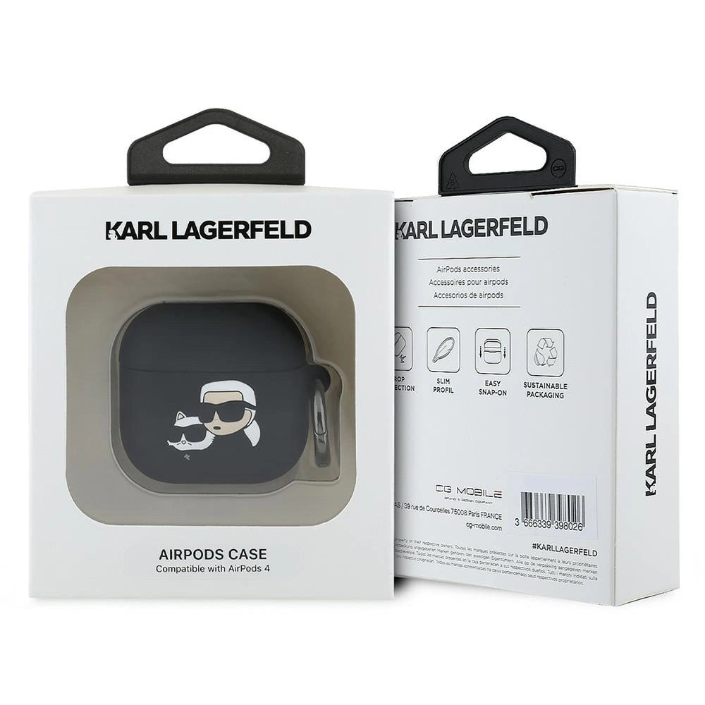 Karl Lagerfeld KLA4RUNKCHK AirPods 4 cover sort/sort Karl&Chaupette Head 3D