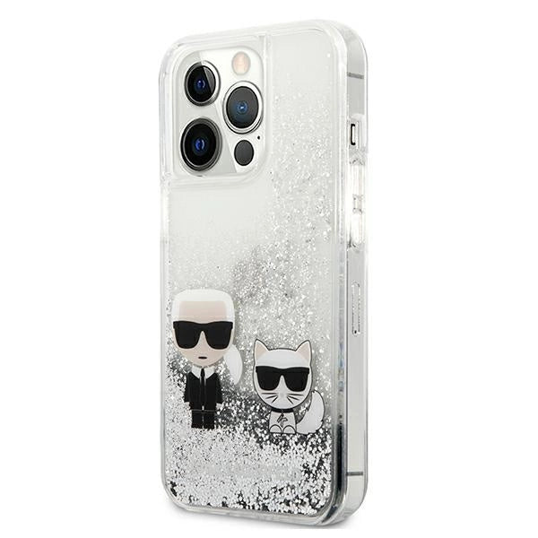 Karl Lagerfeld Liquid Glitter Karl&Choupette case for iPhone 13 Pro / 13 6.1" - silver