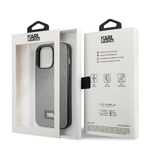 Karl Lagerfeld Saffiano Plaque case for iPhone 13 Pro / 13 6.1" - silver