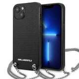 Karl Lagerfeld Leather Textured and Chain Case for iPhone 13 / 14 / 15 6.1" - Black