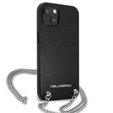 Karl Lagerfeld Leather Textured and Chain Case for iPhone 13 / 14 / 15 6.1" - Black