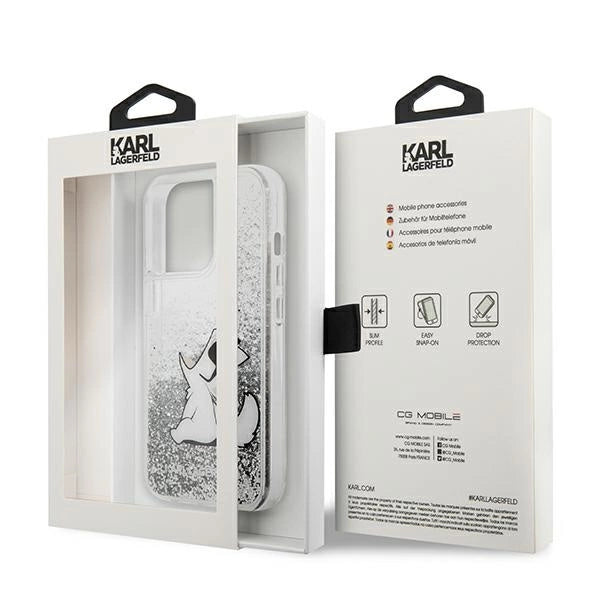 Karl Lagerfeld Liquid Glitter Choupette Fun case for iPhone 13 Pro Max 6.7" - silver