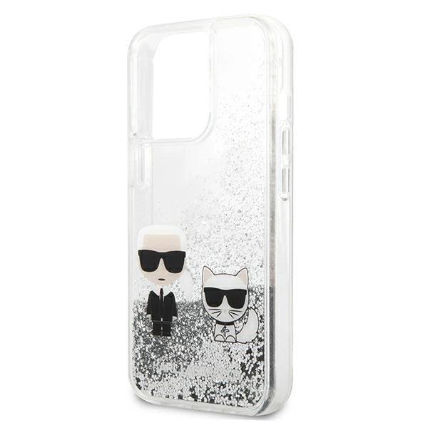 Karl Lagerfeld Liquid Glitter Karl&Choupette case for iPhone 13 Pro Max 6.7" - silver