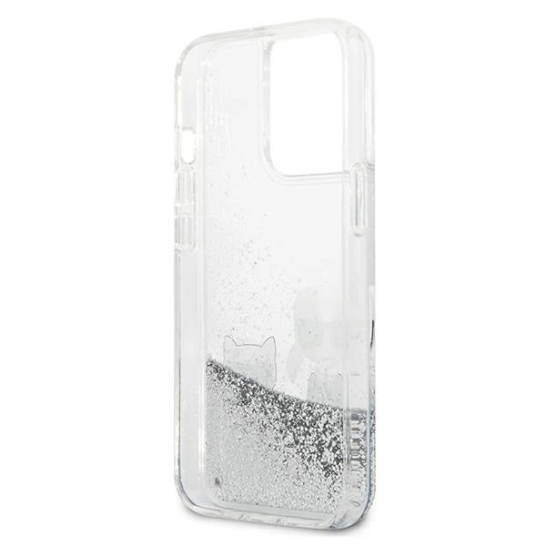 Karl Lagerfeld Liquid Glitter Karl&Choupette case for iPhone 13 Pro Max 6.7" - silver
