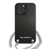 Karl Lagerfeld Leather Textured and Chain Case for iPhone 13 Pro Max 6.7" - Black