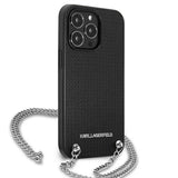 Karl Lagerfeld Leather Textured and Chain Case for iPhone 13 Pro Max 6.7" - Black