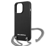 Karl Lagerfeld Leather Textured and Chain Case for iPhone 13 Pro Max 6.7" - Black