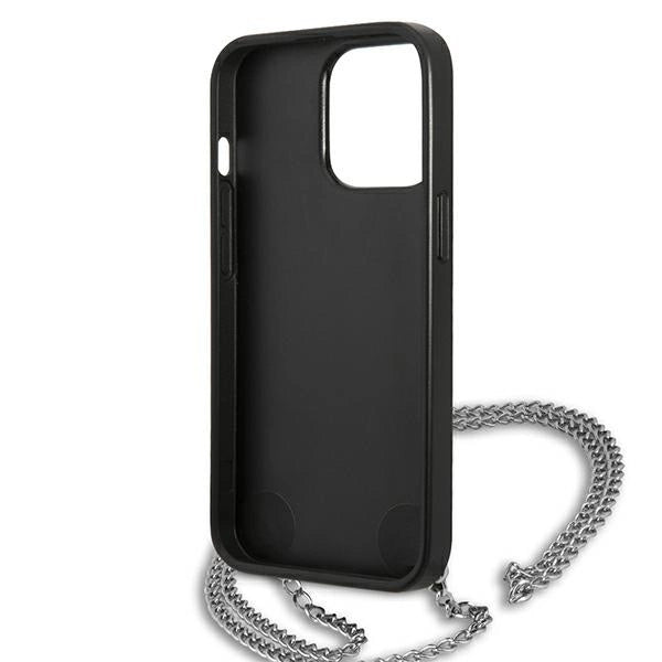Karl Lagerfeld Leather Textured and Chain Case for iPhone 13 Pro Max 6.7" - Black