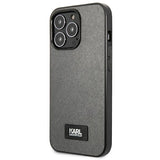 Karl Lagerfeld Saffiano Plaque Case for iPhone 13 Pro Max 6.7" - Silver