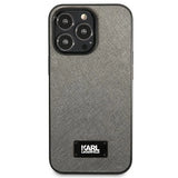 Karl Lagerfeld Saffiano Plaque Case for iPhone 13 Pro Max 6.7" - Silver