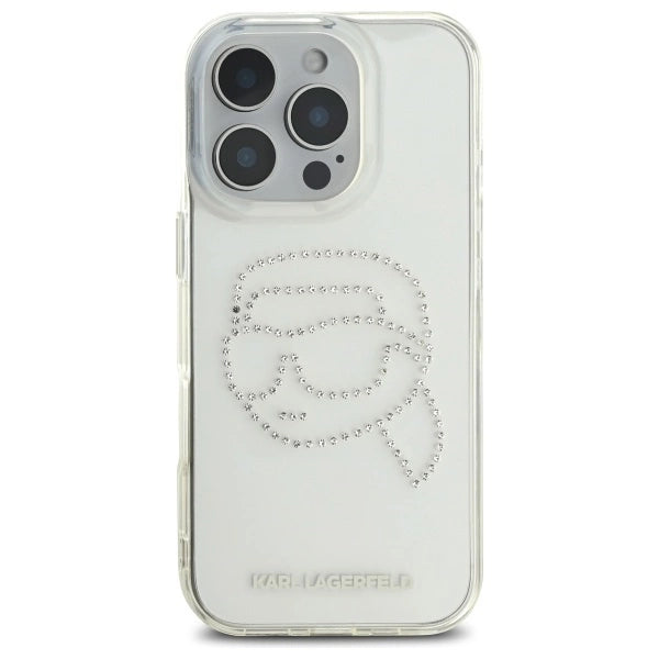 Karl Lagerfeld KLHCP16XHKHDCELT iPhone 16 Pro Max 6.9" transparent hardcase IML Rhinestones Karl Head