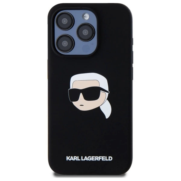 Karl Lagerfeld KLHMP15LSKHPPLK iPhone 15 Pro 6.1" black/black hardcase Silicone Karl Head Print MagSafe