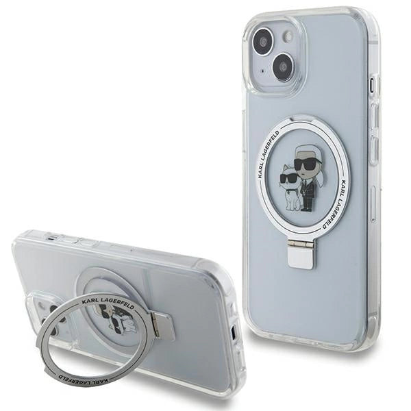 Karl Lagerfeld KLHMP15SHMRSKCH iPhone 15 / 14 / 13 6.1" white/white hardcase Ring Stand Karl&Choupette MagSafe