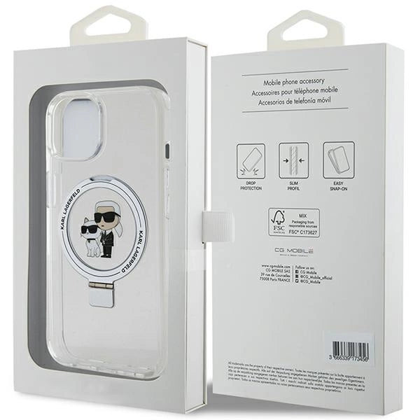 Karl Lagerfeld KLHMP15SHMRSKCH iPhone 15 / 14 / 13 6.1" white/white hardcase Ring Stand Karl&Choupette MagSafe