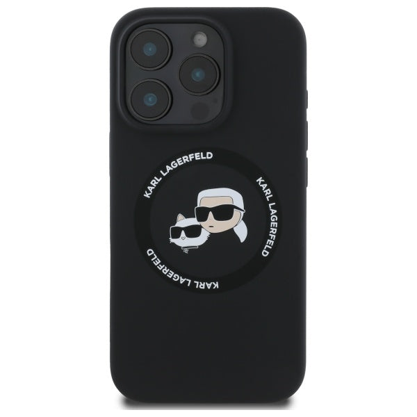Karl Lagerfeld KLHMP16XSKCHTCK iPhone 16 Pro Max 6.9" sort/sort hardcase Silikon Karl&Choupette Heads MagSafe
