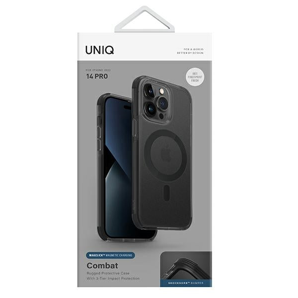 Uniq Combat iPhone 14 Pro 6.1" case Magclick Opladning sort/beton trækul
