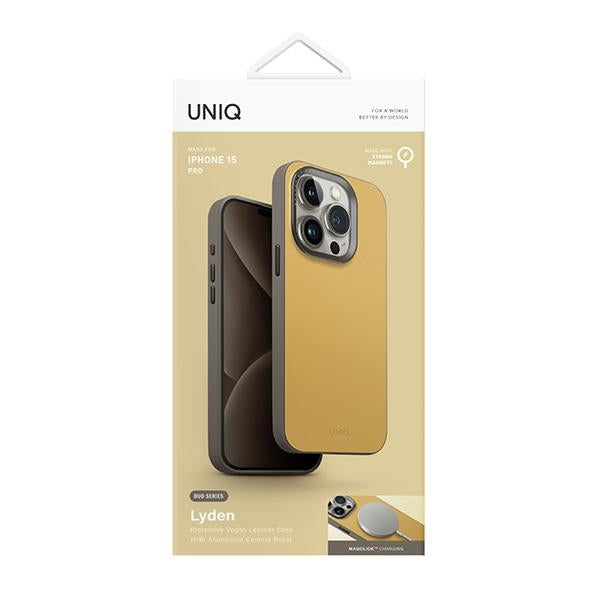 Uniq Lyden DS iPhone 15 Pro 6.1" Magclick Opladningsanlæg kanarigul-flintgrå