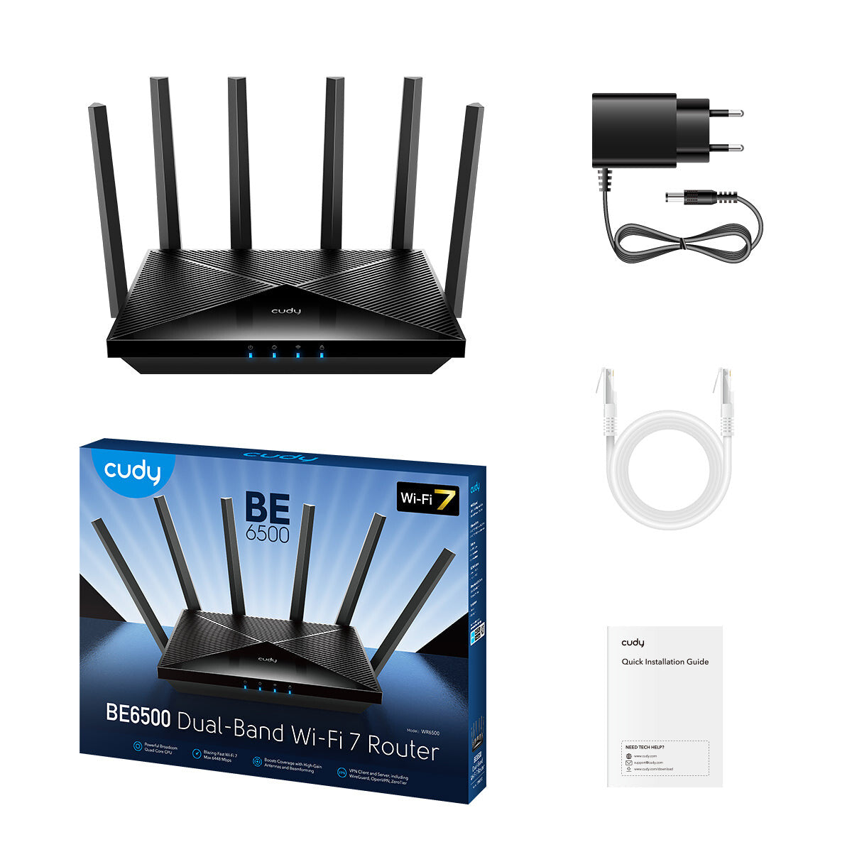 Cudy WR6500H trådløs router 2.5 Gigabit Ethernet Dual-band (2,4 GHz / 5 GHz) Sort