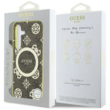 Guess 4G Baggrund Guld Elektrobelagt Peony mønster MagSafe-hylster til Samsung Galaxy S25 brun