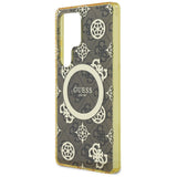 Guess 4G Baggrund Guld Elektrobelagt Peony mønster MagSafe Case til Samsung Galaxy S25 Ultra Brown