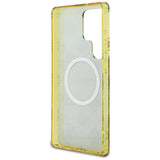 Guess 4G Baggrund Guld Elektrobelagt Peony mønster MagSafe Case til Samsung Galaxy S25 Ultra Brown