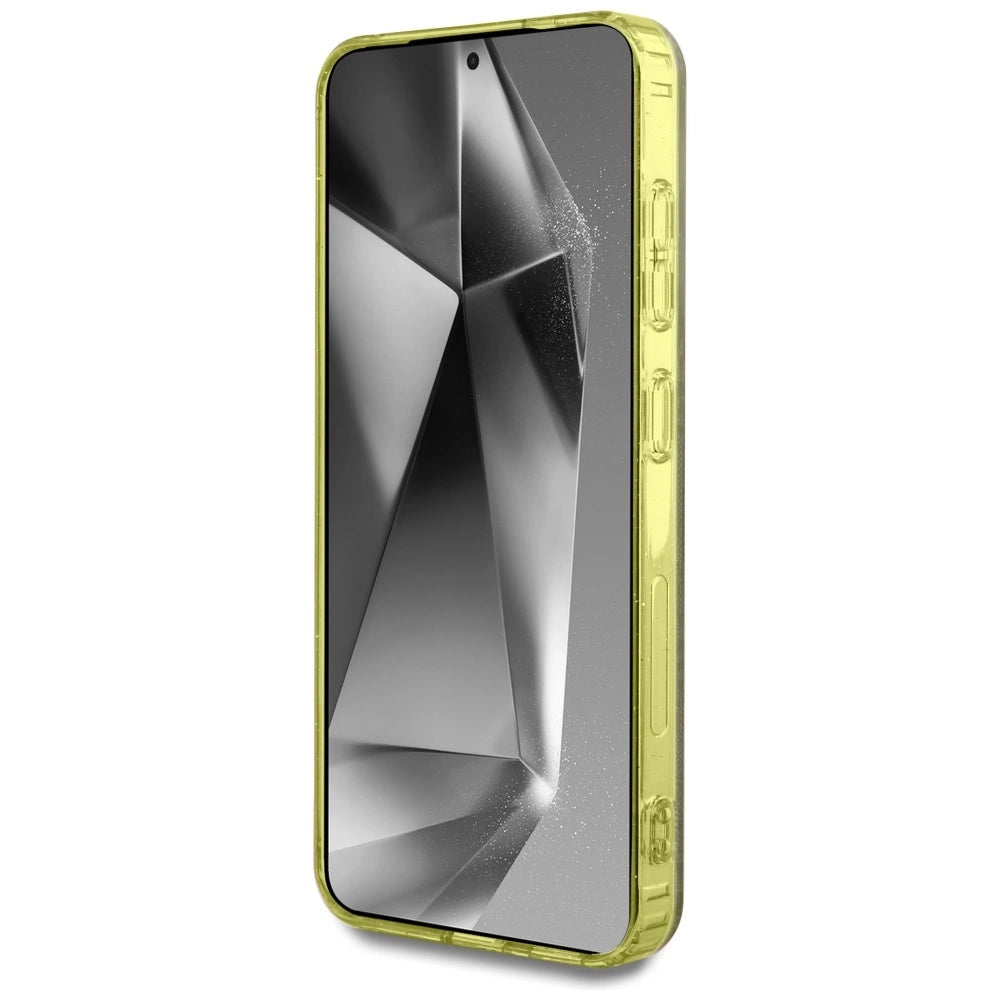 Guess 4G Glitter Triangle Buttons MagSafe Case for Samsung Galaxy S25 Brown