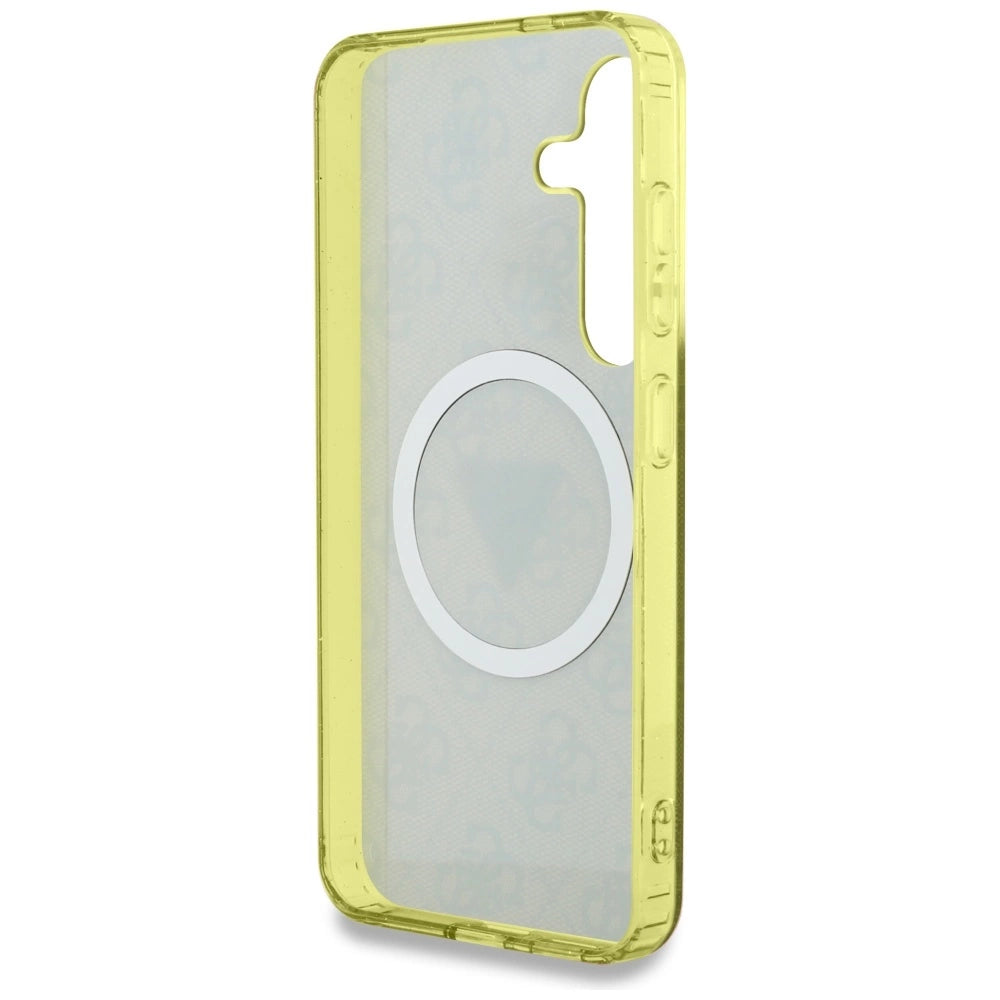 Guess 4G Glitter Triangle Buttons MagSafe Case for Samsung Galaxy S25 Brown