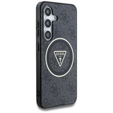 Guess 4G Glitter Triangle Buttons MagSafe-hylster til Samsung Galaxy S25 sort