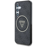 Guess 4G Glitter Triangle Buttons MagSafe Case for Samsung Galaxy S25 Plus Black