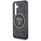 Guess 4G Glitter Triangle Buttons MagSafe Case for Samsung Galaxy S25 Plus Black