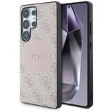 Guess 4G Round Patch Classic Logo MagSafe Case til Samsung Galaxy S25 Ultra Pink