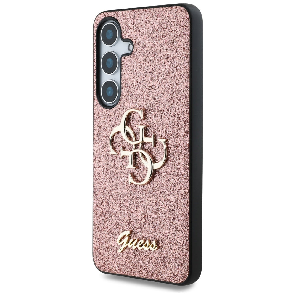 Guess Fixed Glitter Big 4G Metal Logo Case til Samsung Galaxy S25 Pink