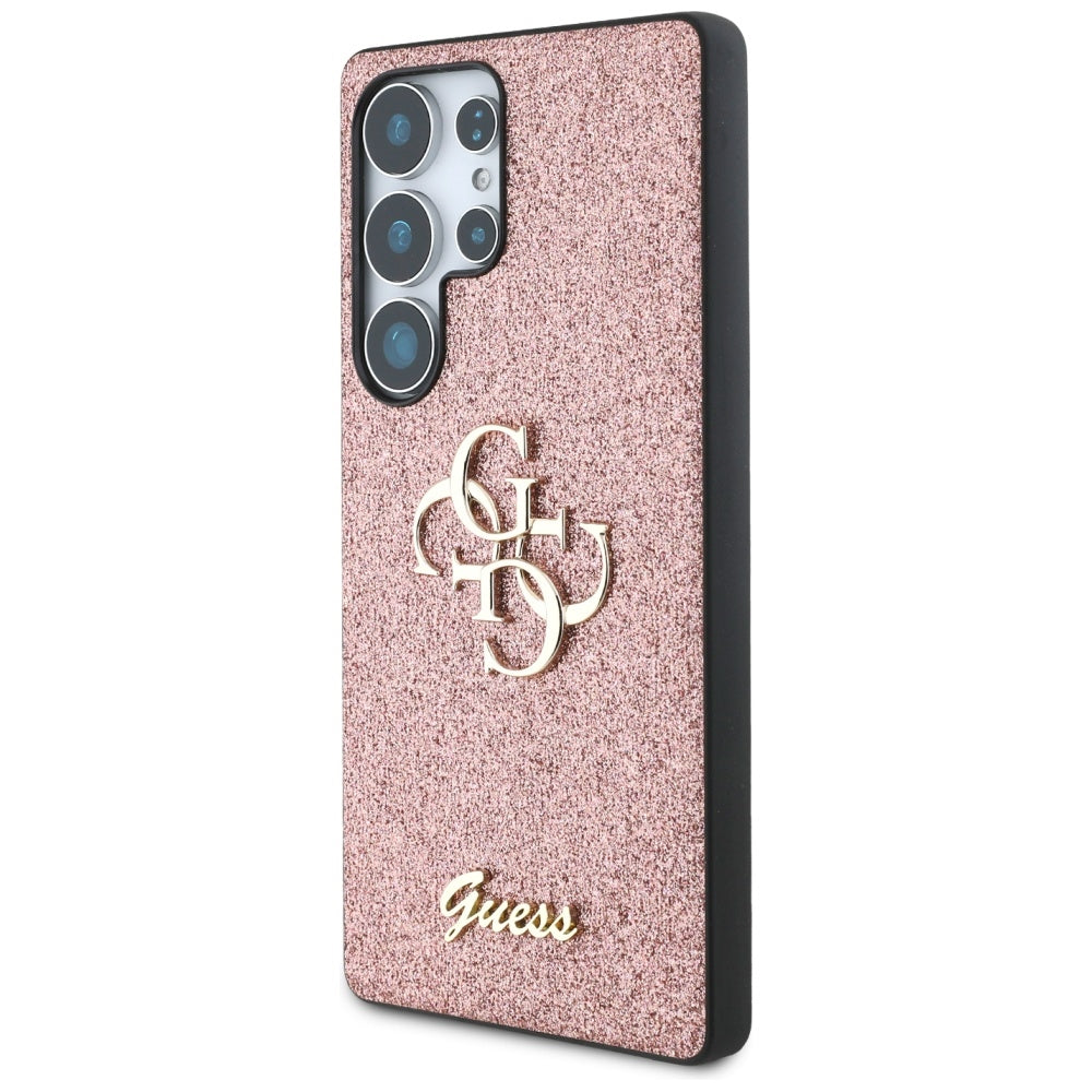Guess Fixed Glitter Big 4G Metal Logo Case til Samsung Galaxy S25 Ultra Pink